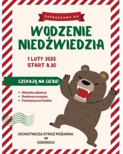 Przebierańcy podczas obrzędu wodzenia niedźwiedzia organizowanego przez OSP Osowiec